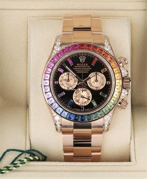 rolex daytona pink gold rubber strap|Rolex rainbow daytona rose gold.